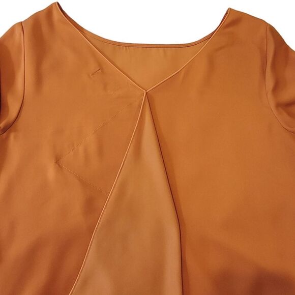 The Limited Burnt Orange Boatneck Split Back Long Sleeve Silky Blouse Size S - Picture 7 of 9